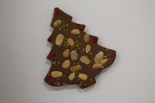 Tafelschokolade Weihnachtsbaum Vollmich mit Mandeln